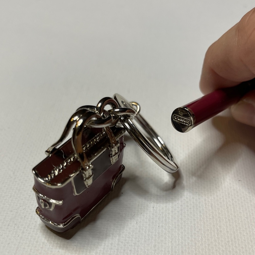 Coach Maroon Bag Keychain and Coach Maroon Pen Set - Picture 4 of 6